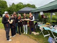 Bild 1: Das Team des Goldfuß-Museums am Stand (von links nach rechts: Fabian Martin, Andriana Wenzel, Gualtiero Francesconi, Bettina Krumbiegel, Teresa Franke, Alina Winkler)